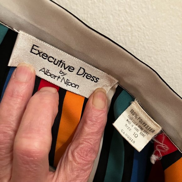 Vintage Albert Nipon skirt set size 10 colour black with multi colour stripes - Picture 11 of 11